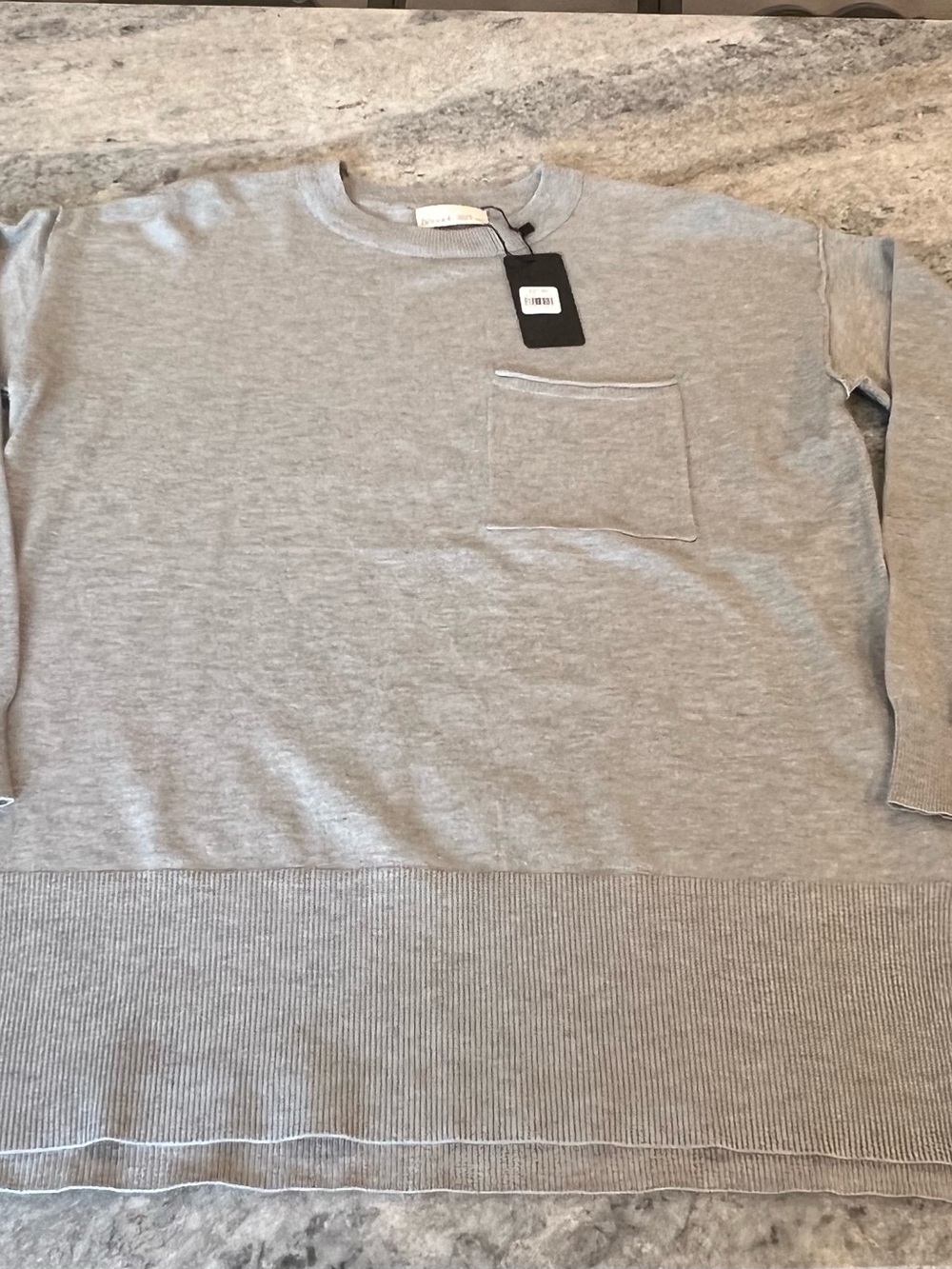 Womans Crewneck Pocket Sweater - Light Gray